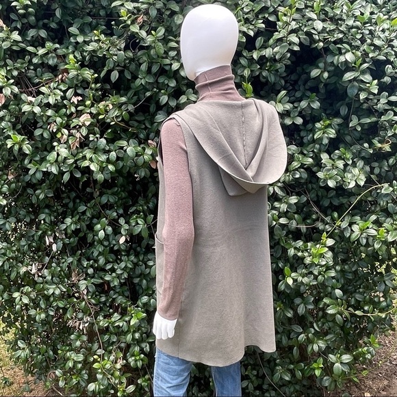 Evolution by Cyrus Light Green Long Loose Hood Open Cardigan - Picture 7 of 13
